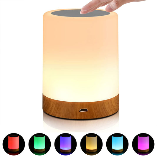 Touch Sensor Led Night Light Colorful USB Rechargeable Bedside Lamp